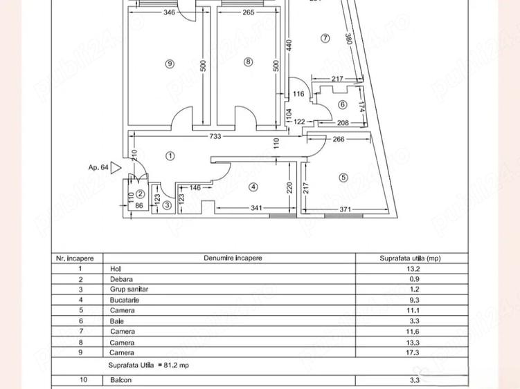 Apartament cu 4 camere decomandat în Tomis Nord