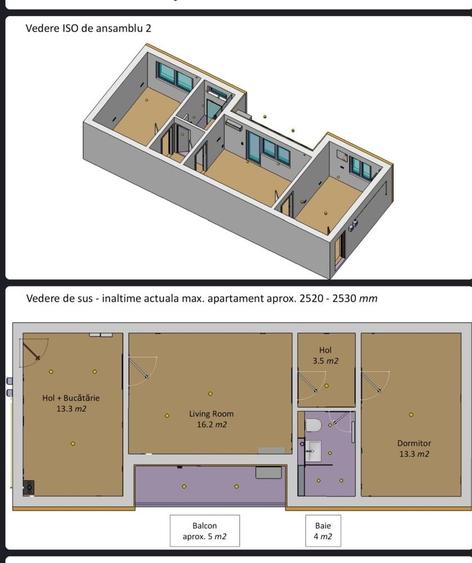 Apartament cu 2 camere semidecomandat în Săsar