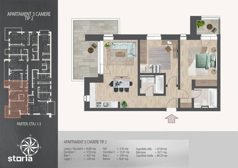 Apartament cu 3 camere în Theodor Pallady — fotografia 1