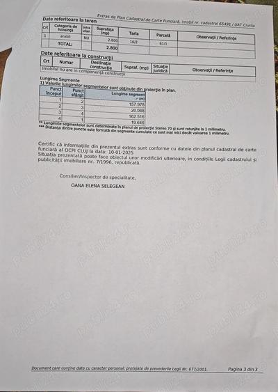 Teren de 2800 mp, în Exterior Vest