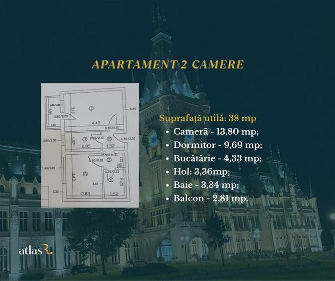 Apartament cu 2 camere decomandat în Alexandru cel Bun