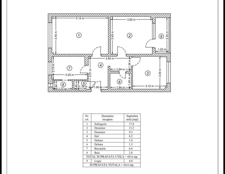 Apartament cu 3 camere decomandat în Brâncoveanu