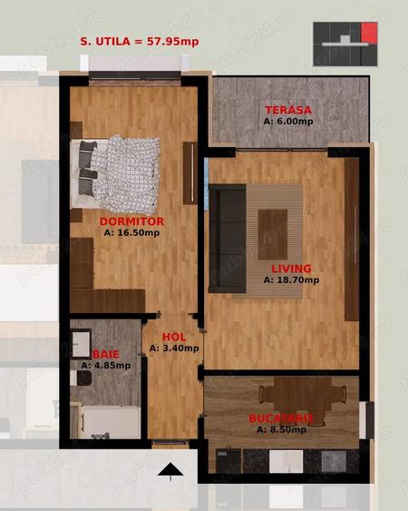 Apartament cu 2 camere decomandat în Fundeni