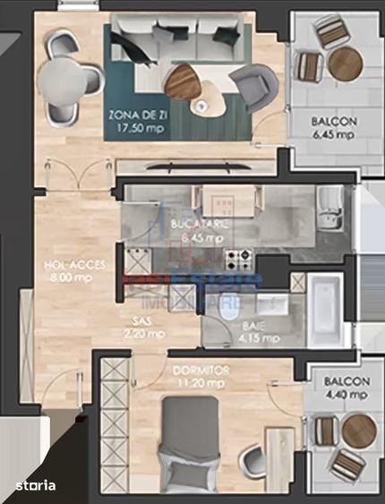 Apartament cu 2 camere decomandat în Rediu