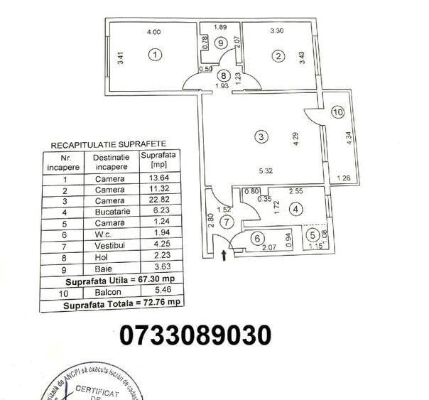 Apartament cu 3 camere semidecomandat în Drumul Taberei