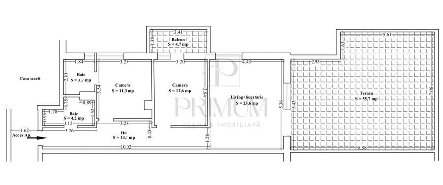 Penthouse cu 3 camere decomandat, mobilat în Take Ionescu