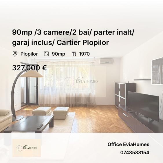 90mp /3 camere/2 bai/ parter inalt/ garaj inclus/ Cartier Plopilor - 1