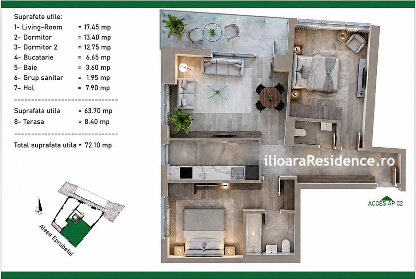 Apartament cu 3 camere decomandat în Nicolae Grigorescu