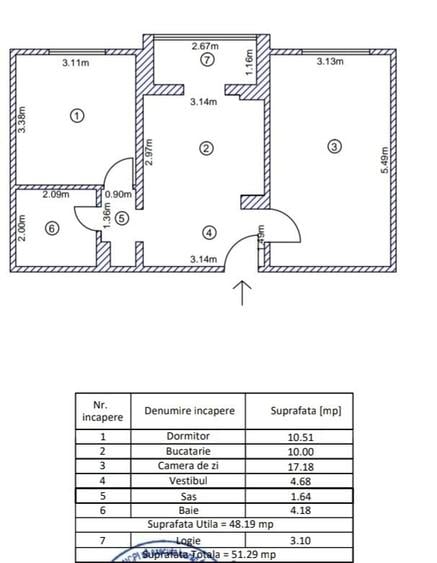 Apartament cu 2 camere decomandat în Crângași