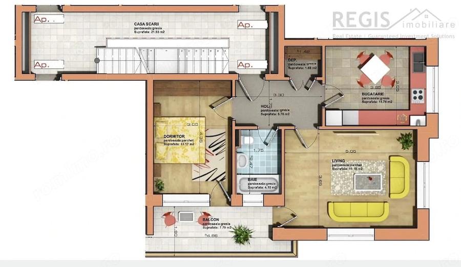 Apartament cu 2 camere decomandat în Tractorul