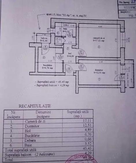 Dorohoi, apartament cu 2 camere in centrul orasului Comision 0 ! , - 1