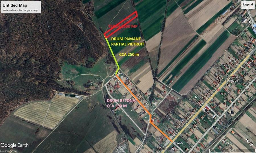 Teren Construcții extravilan de 3500 mp, în Bălești