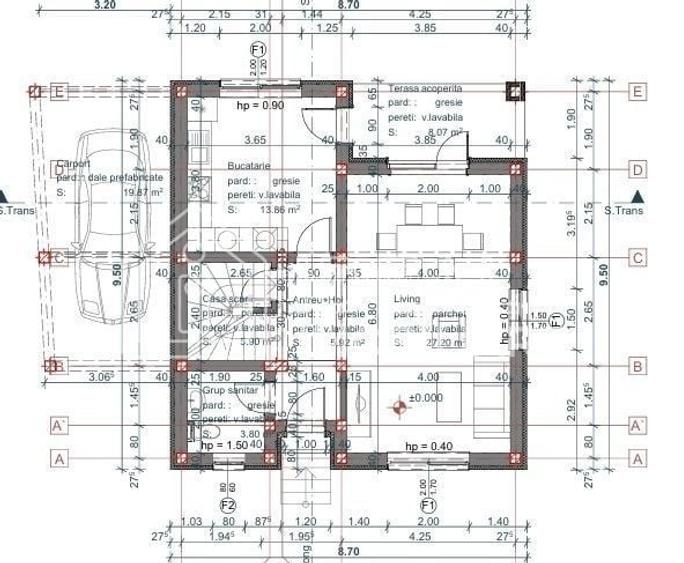 Casa individuala moderna 3 dormitoare terasa carport teren 400