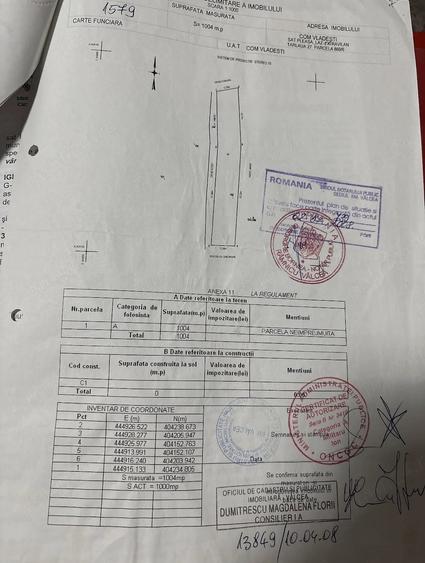 Teren de 1004 mp, în Vlădești