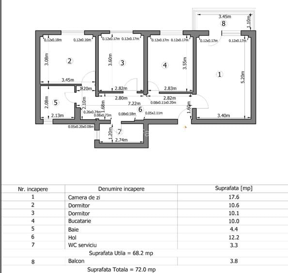Apartament 3 Camere | Decomandat | 72 MP | Bloc Anvelopat | 1982 | 3 min Metrou
