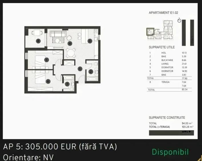 Apartament cu 3 camere decomandat în Barbu Văcărescu