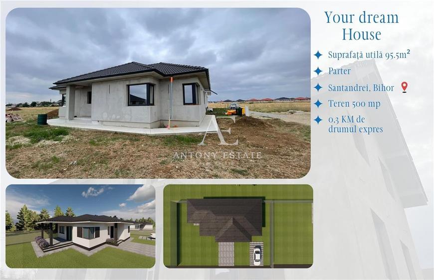 Casă individuală cu 3 camere cu Teren 500 Mp în Sântandrei