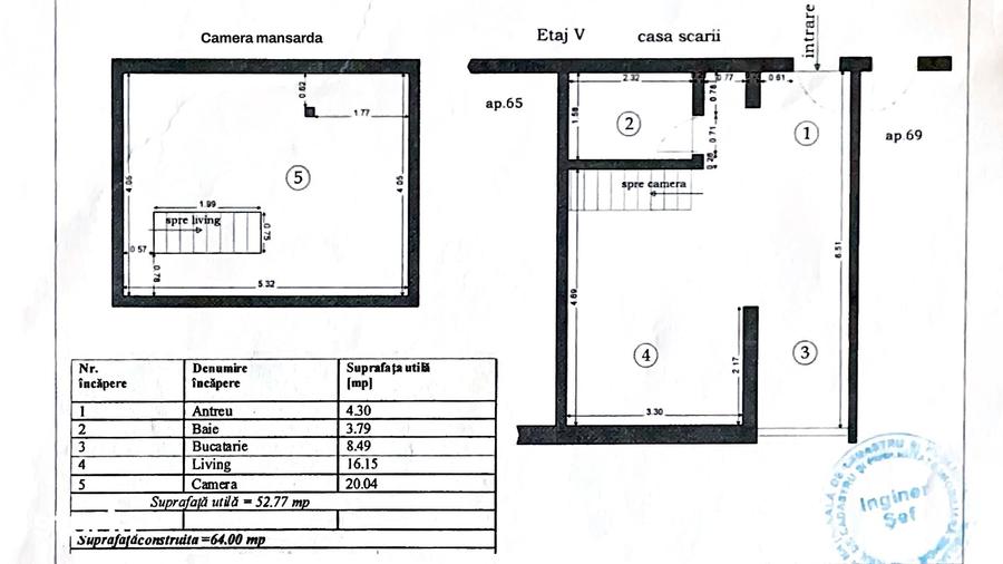 Apartament cu 2 camere în Nufărul