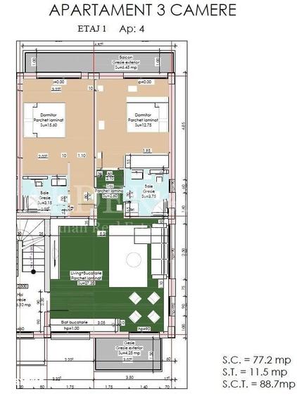 Apartament cu 3 camere în Ovidiu