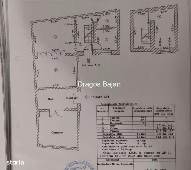 Apartament cu 3 camere în Mărășești