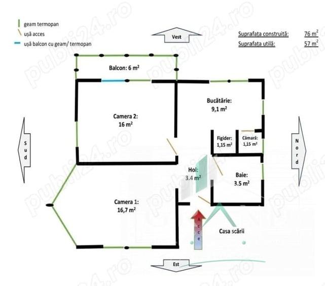 Apartament cu 2 camere decomandat, mobilat în Bulgaria