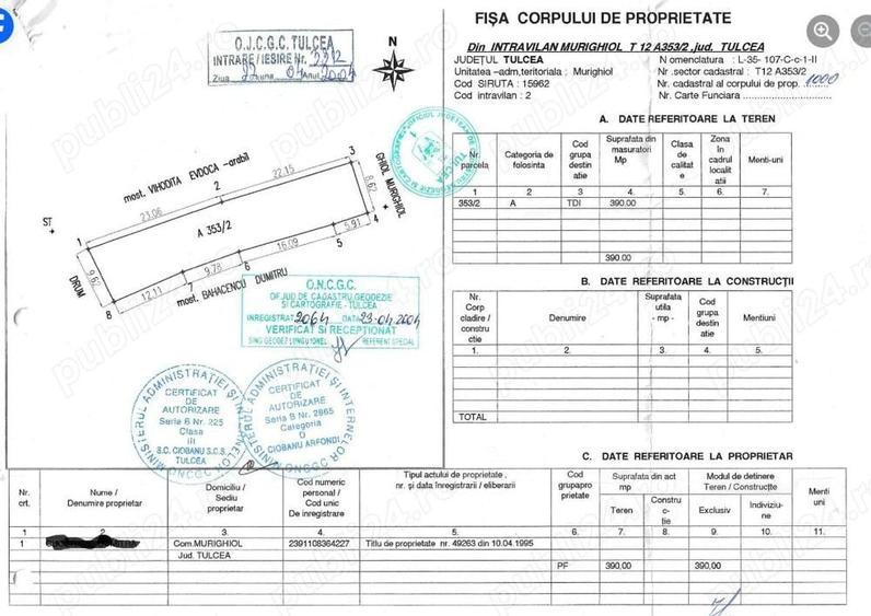 Teren de 400 mp, în Central