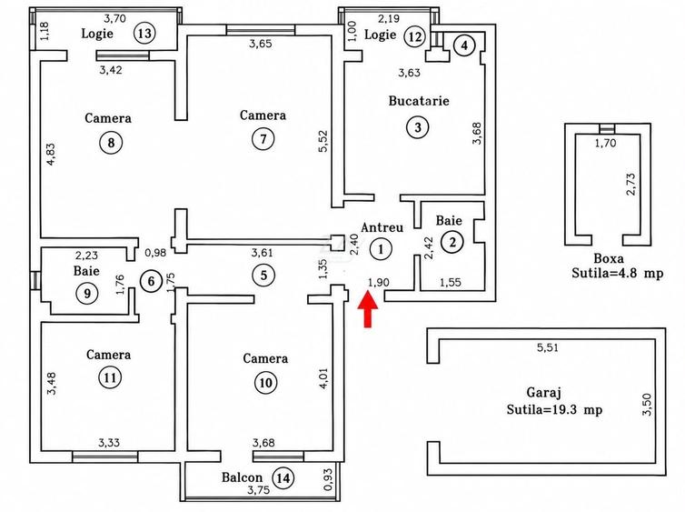 Apartament cu 4 camere decomandat în Șagului