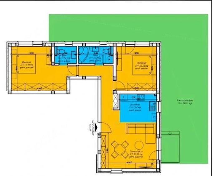 Apartament cu 3 camere semidecomandat în Aradului