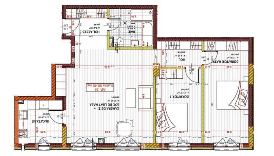 Apartament cu 3 camere decomandat în Luna