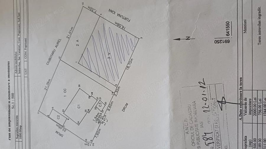 Casă cu 2 camere cu Teren 1000 Mp în Vânători