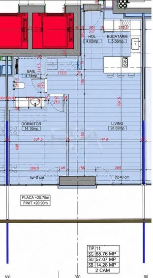 2 camere Floreasca decomandat, et.6, an 2026, metrou, 71 mp - 1