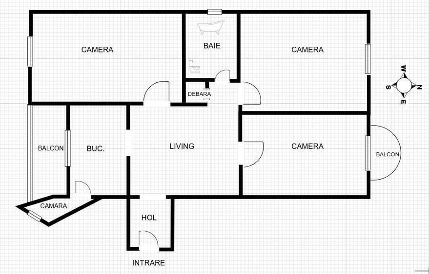 Apartament cu 3 camere decomandat în Mărăști