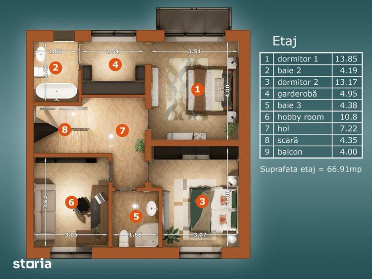 2 Km Metrou Berceni-Casa P+1+M-5 Camere - 5