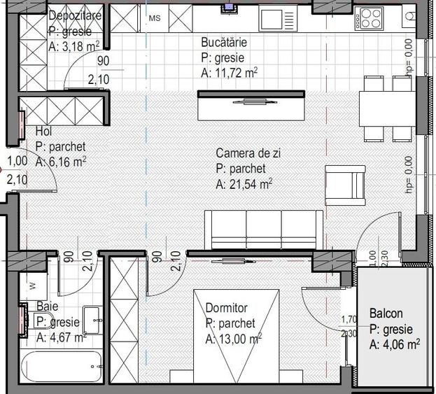 Apartament cu 2 camere semidecomandat în Borhanci