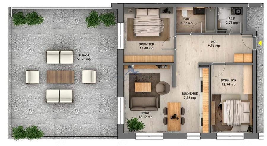 Apartament cu 3 camere decomandat în Central