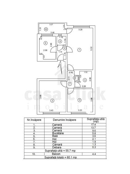 Apartament cu 3 camere în Port