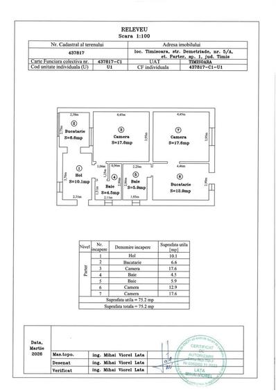 Apartament cu 3 camere decomandat, mobilat în Lipovei