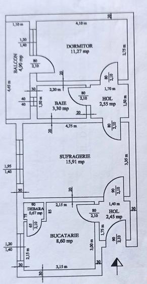 Apartament cu 2 camere semidecomandat în Central