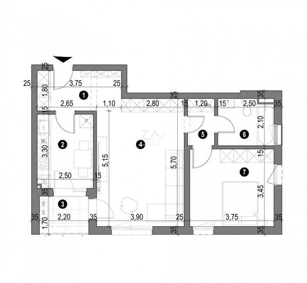 Apartament cu 2 camere decomandat în Freidorf