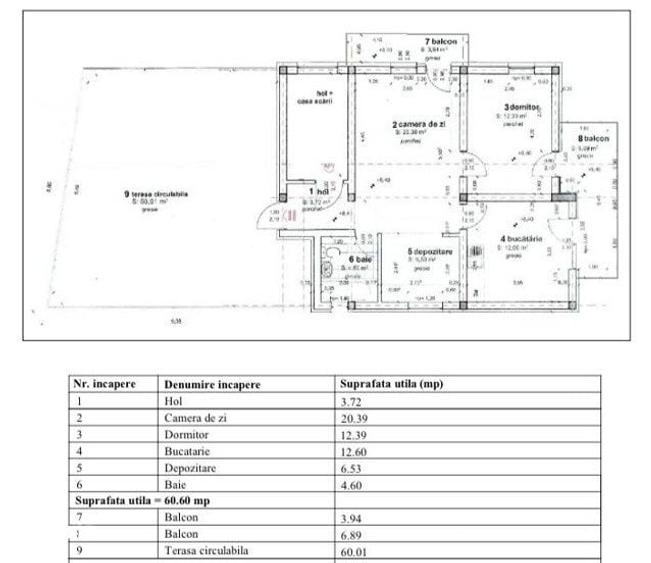 Apartament cu 3 camere în Central