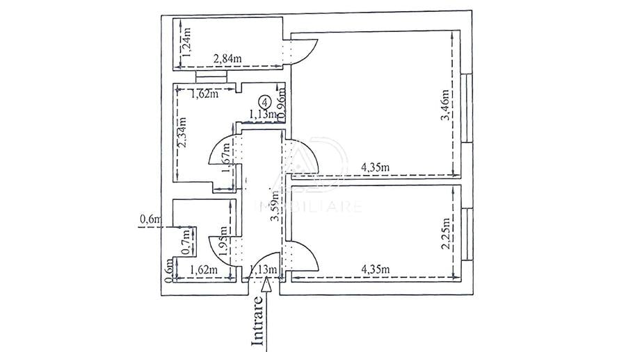 Apartament cu 2 camere decomandat în Plopilor