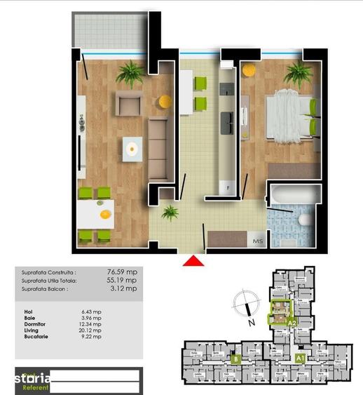 Apartament cu 2 camere decomandat în Exterior Vest