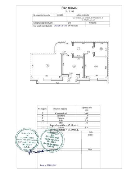 Apartament cu 2 camere în Tomis Plus