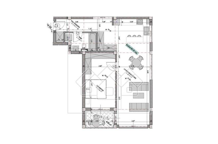 Apartament cu 2 camere nedecomandat în Exterior Vest