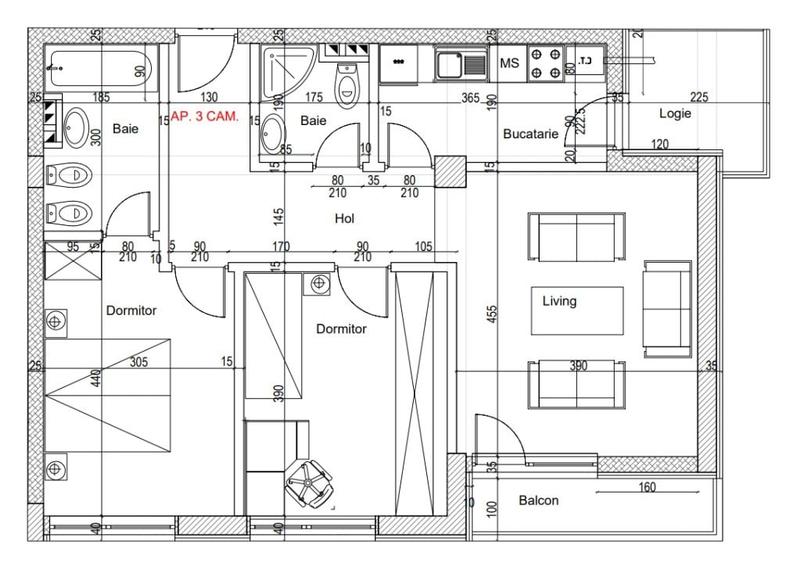 Apartament cu 3 camere semidecomandat în Albert