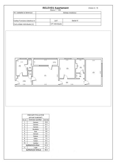 Apartament cu 3 camere semidecomandat în Militari