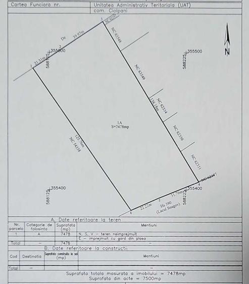 Teren de 7500 mp, în Ciofliceni