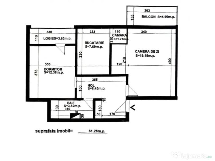 Apartament cu 2 camere decomandat în Central