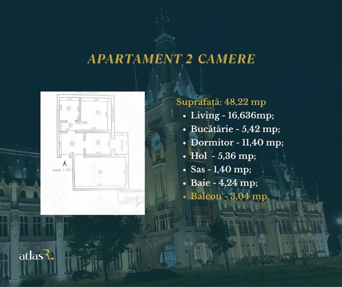 Apartament cu 2 camere decomandat, mobilat în Dacia