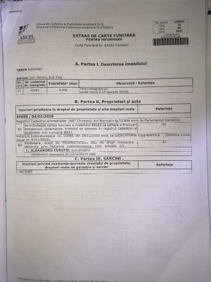 Teren Construcții intravilan de 4400 mp, în Chinteni